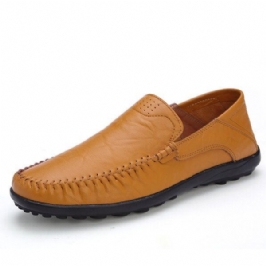 Miesten Nahka Tasainen Rento Pehmeä Ulkona Hengittävä Tasainen Loafers Kengät