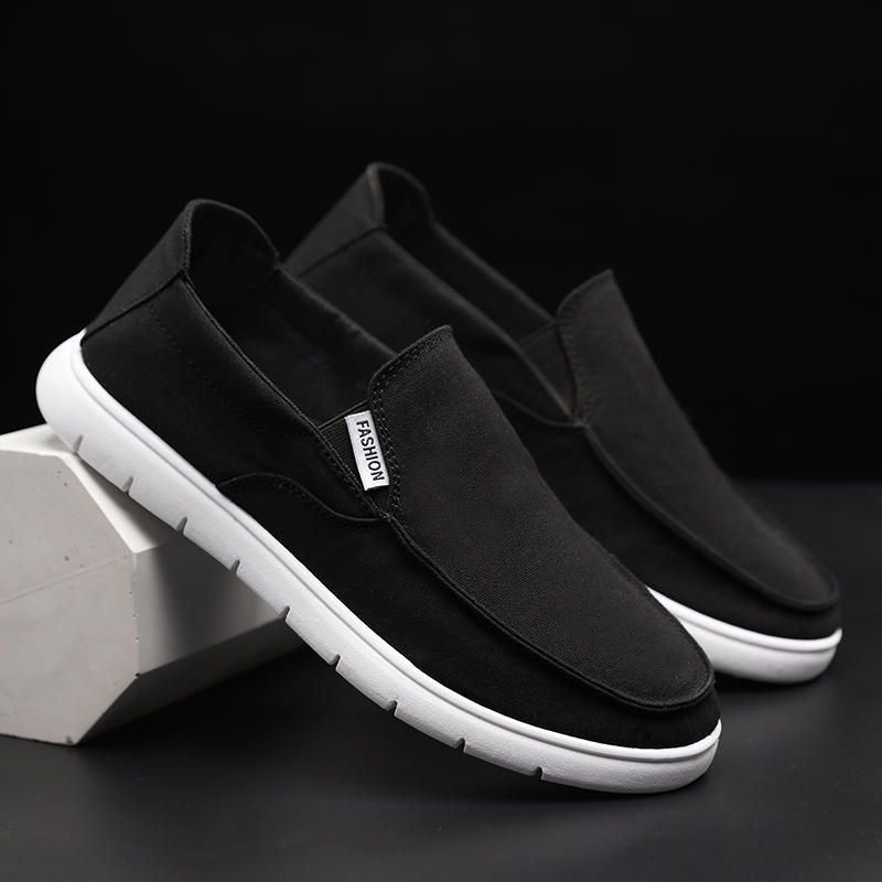 Miesten Pure Color Canvas Hengittävä Slip On Tasaiset Vapaa-ajan Kengät