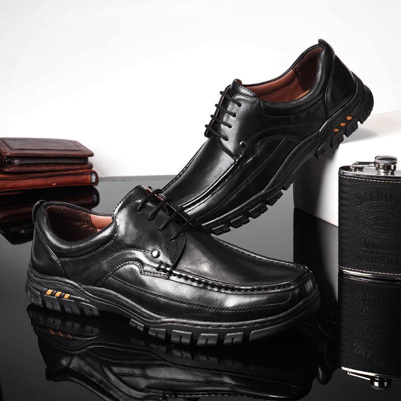 Miesten Retro Mikrokuitunahka Liukumaton Pehmeä Casual Business Oxfords