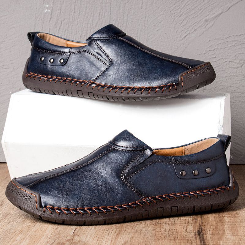 Miesten Retro Mikrokuitunahka Liukumaton Pehmeä Pohja Slip Vapaa-ajan Kengissä