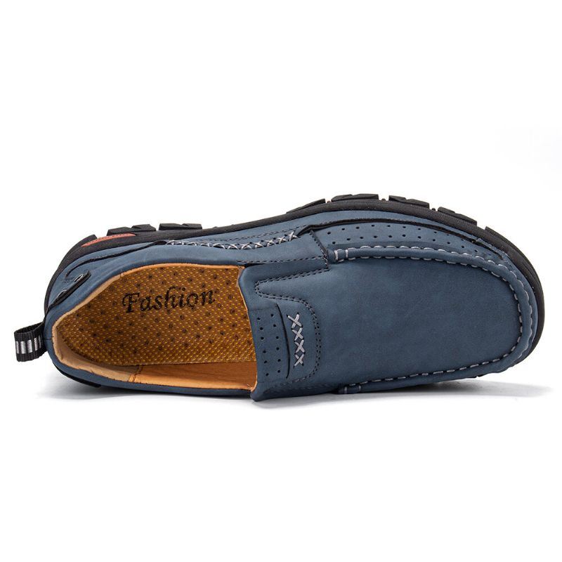 Miesten Retro Mikrokuitunahka Mukavat Slip-on Ulkoilu Liukumattomat Vapaa-ajan Tasaiset Kengät