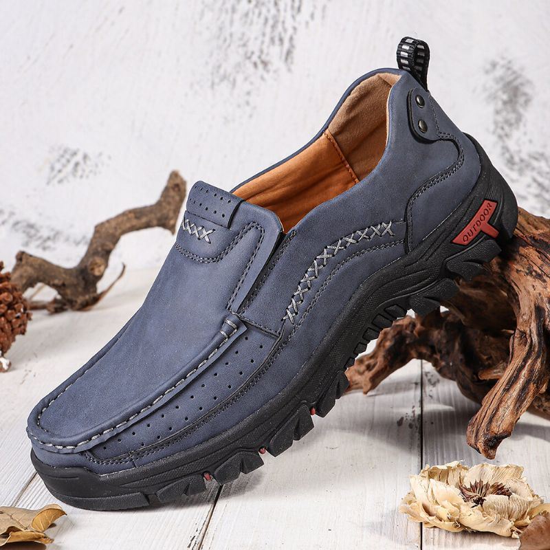 Miesten Retro Mikrokuitunahka Mukavat Slip-on Ulkoilu Liukumattomat Vapaa-ajan Tasaiset Kengät