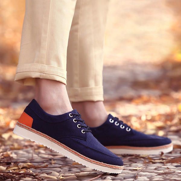 Miesten Tennarit Canvas Causal Outdoor Sport Flat Mukavat Oxfords-kengät