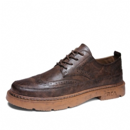 Miesten Vintage Mikrokuituliinahka Liukumattomat Brogue Vapaa-ajan Kengät