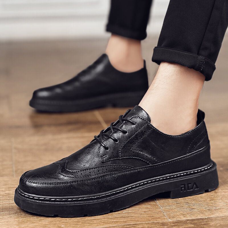 Miesten Vintage Mikrokuituliinahka Liukumattomat Brogue Vapaa-ajan Kengät
