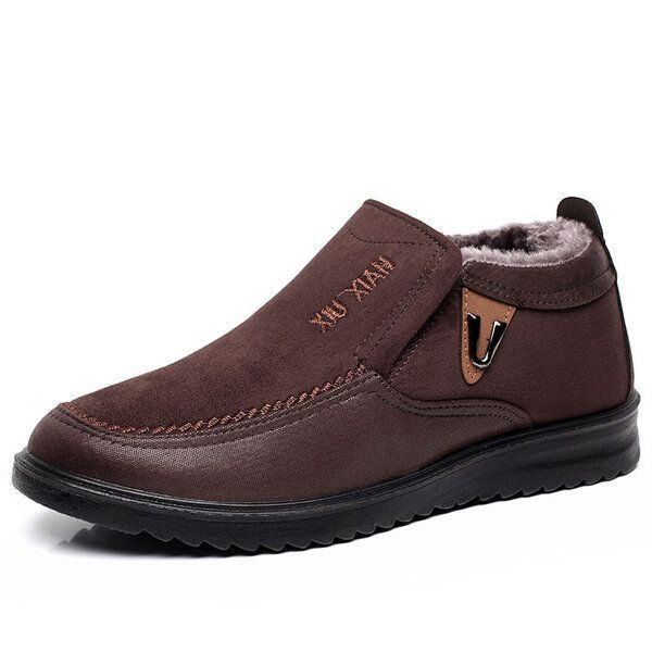 Slip On Pehmeä Pohja Villavuori Pyöreä Toe Flats Lämpimät Kengät Miehille