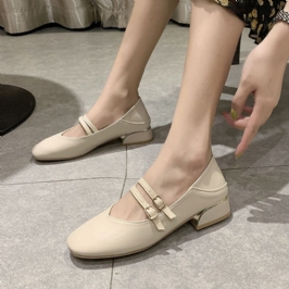 Naisten Pyöreävarvas Yksivärinen Block Heel Slip On Loafers