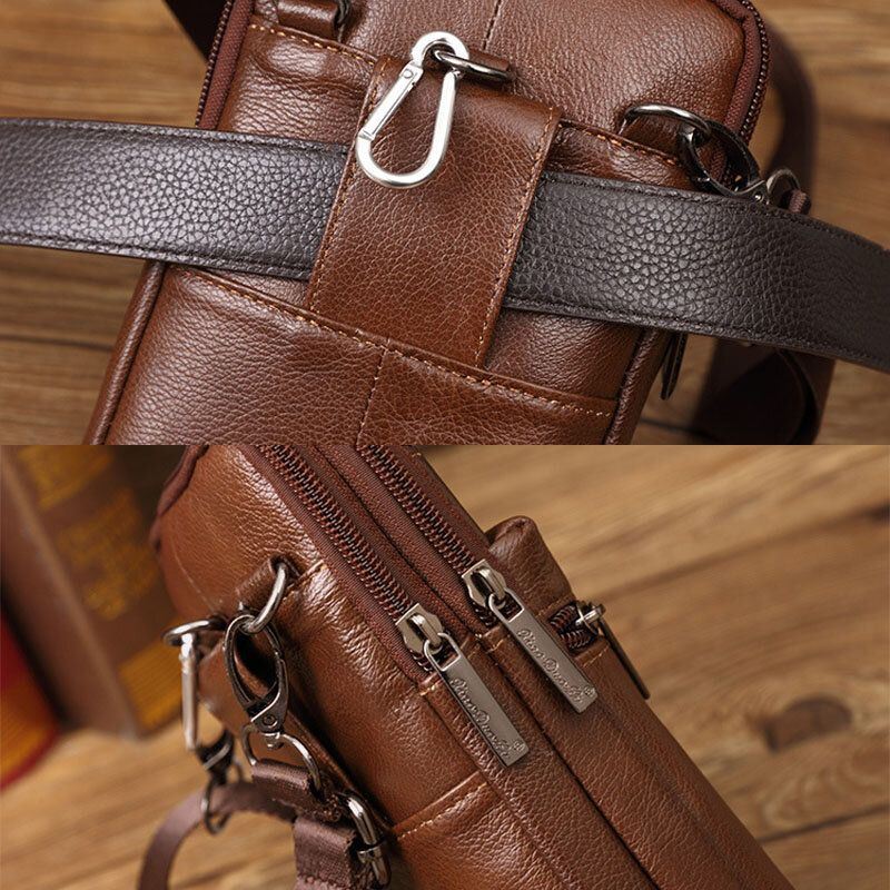 Miesten Aidosta Nahasta Valmistettu Minimonitoiminen Messenger 7 Tuuman Puhelinlaukku Vyötärölaukku Crossbody Laukku