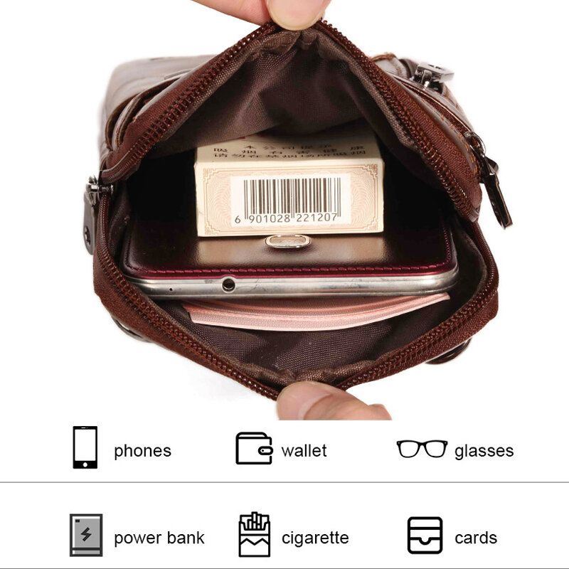 Miesten Aito Nahka 6.5 Tuuman Puhelinlaukun Pidike Vyölaukku Vyölaukku Crossbody Laukku Olkalaukku