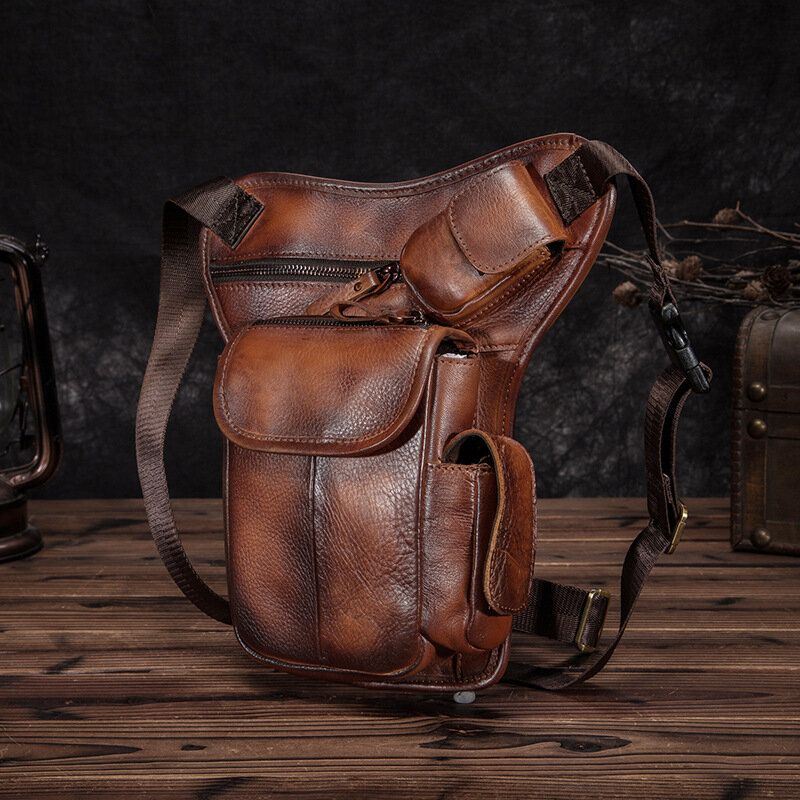 Miesten Aito Nahka Multi-carry Retro 7 Tuuman Puhelinkamera Ulkokäyttöön Vyötärölaukku Crossbody Laukku