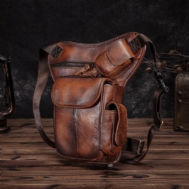 Miesten Aito Nahka Multi-carry Retro 7 Tuuman Puhelinkamera Ulkokäyttöön Vyötärölaukku Crossbody Laukku