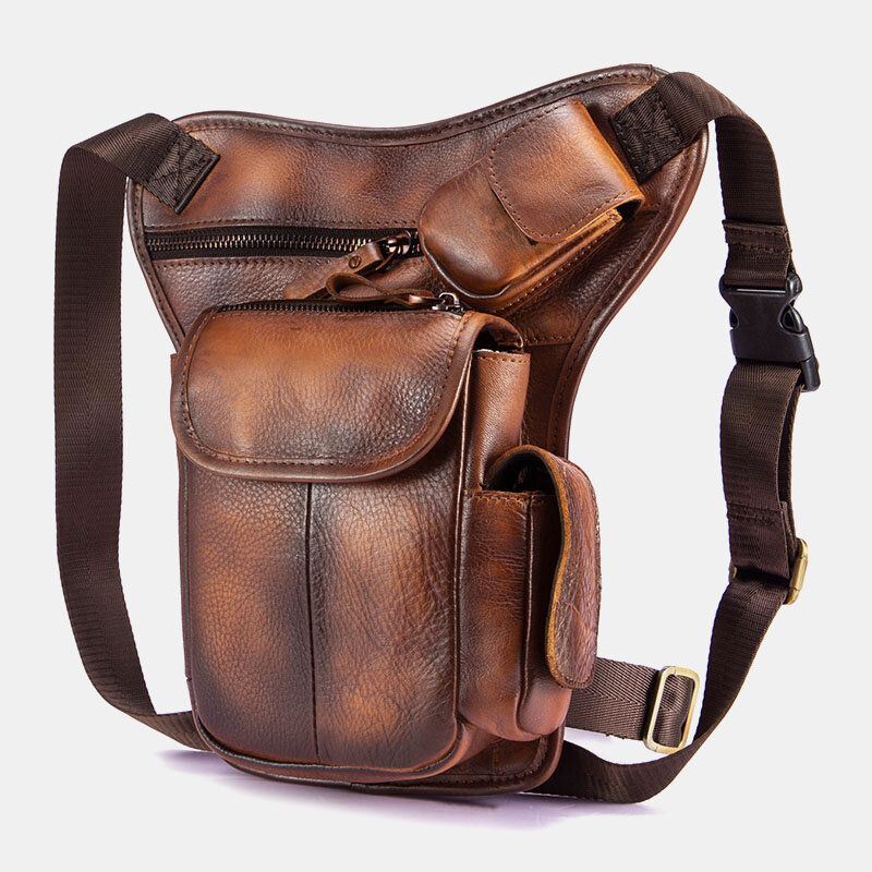Miesten Aito Nahka Multi-carry Retro 7 Tuuman Puhelinkamera Ulkokäyttöön Vyötärölaukku Crossbody Laukku
