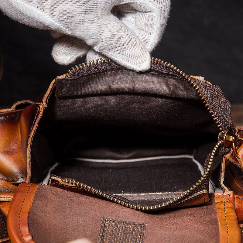 Miesten Aito Nahka Multi-carry Retro 7 Tuuman Puhelinkamera Ulkokäyttöön Vyötärölaukku Crossbody Laukku