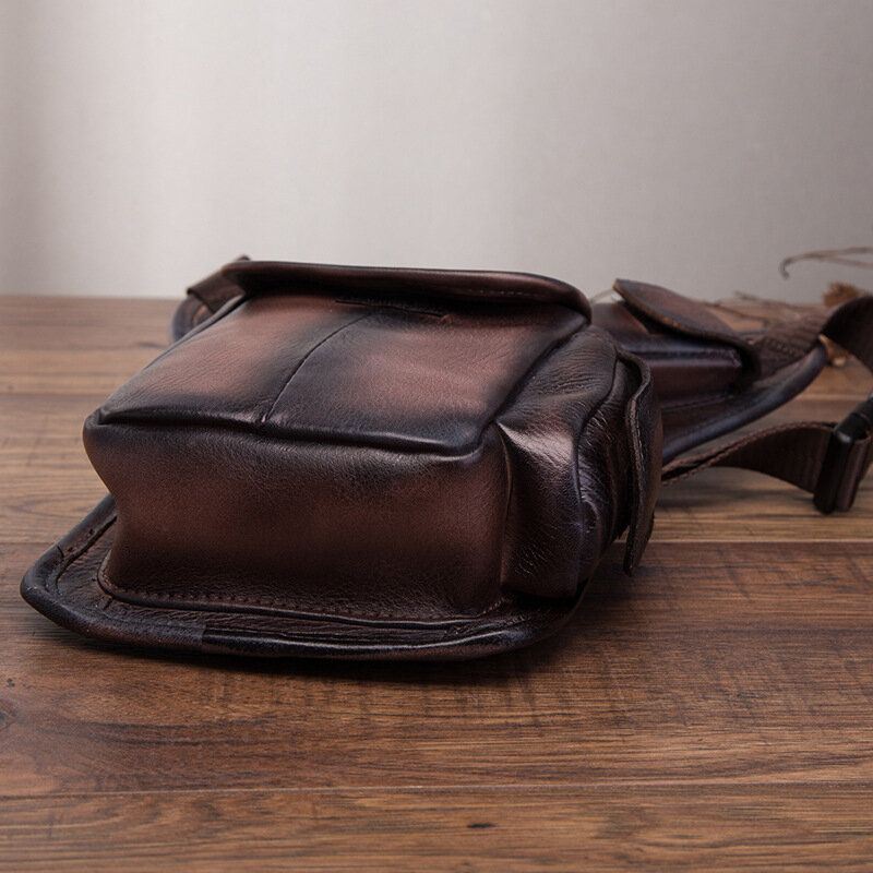 Miesten Aito Nahka Multi-carry Retro 7 Tuuman Puhelinkamera Ulkokäyttöön Vyötärölaukku Crossbody Laukku