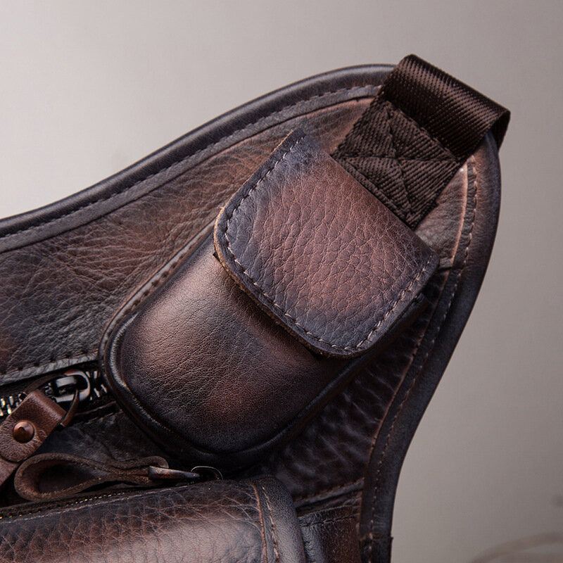 Miesten Aito Nahka Multi-carry Retro 7 Tuuman Puhelinkamera Ulkokäyttöön Vyötärölaukku Crossbody Laukku