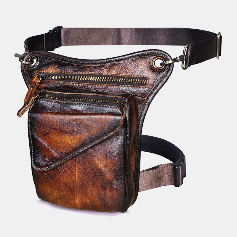 Miesten Aito Nahka Multi-carry Retro 8 Tuuman Ulkokäyttöinen Puhelinkamera Vyölaukku Crossbody Laukku