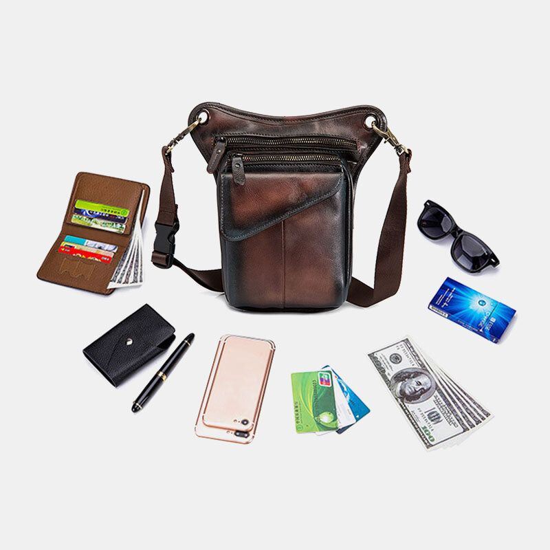 Miesten Aito Nahka Multi-carry Retro 8 Tuuman Ulkokäyttöinen Puhelinkamera Vyölaukku Crossbody Laukku
