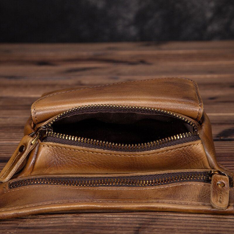 Miesten Aito Nahka Multi-carry Retro 8 Tuuman Ulkokäyttöinen Puhelinkamera Vyölaukku Crossbody Laukku