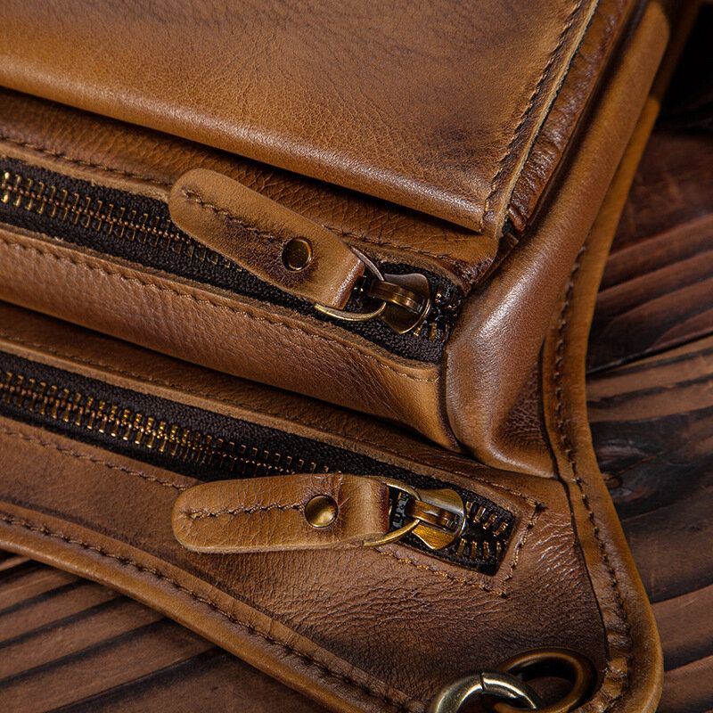 Miesten Aito Nahka Multi-carry Retro 8 Tuuman Ulkokäyttöinen Puhelinkamera Vyölaukku Crossbody Laukku