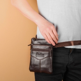 Miesten Aito Nahka Retro Business Casual 6.3 Tuuman Puhelinlaukku Multi-carry Crossbody Laukku Vyötärölaukku