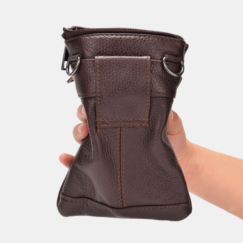 Miesten Aito Nahka Retro Business Casual 6.3 Tuuman Puhelinlaukku Multi-carry Crossbody Laukku Vyötärölaukku