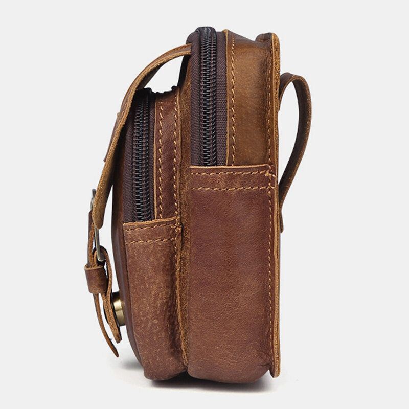 Miesten Aito Nahka Retro Business Nahka Sport 4.7 Tuuman Puhelinlaukku Vyötärölaukku Vyölenkillä