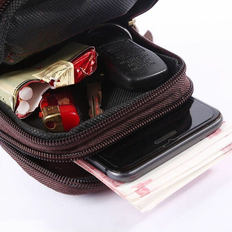Miesten Aito Nahka Retro Business Vedenpitävä 6.3 Tuuman Puhelinlaukku Vyölenkillä