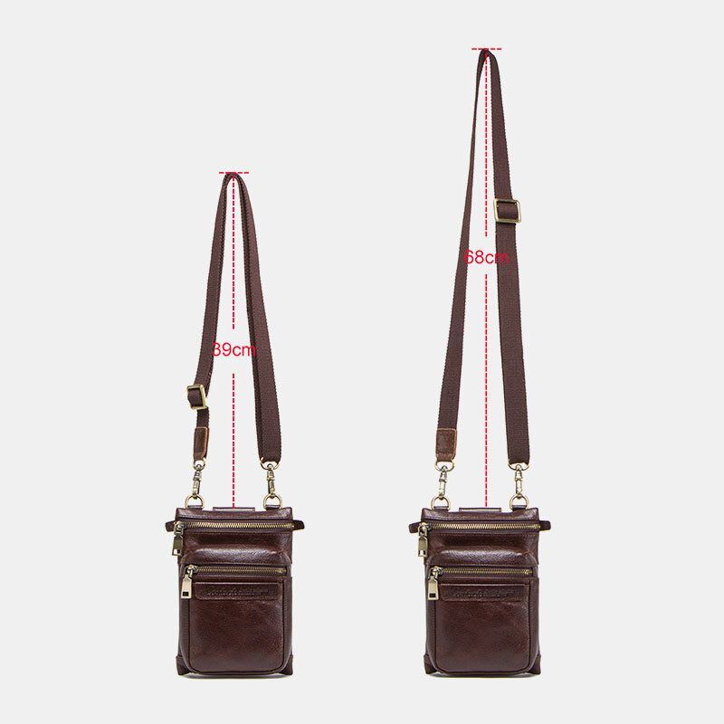 Miesten Aito Nahka Retro Casual Outdoor Multi-carry Puhelinlaukku Crossbody Laukku Vyötärölaukku 5.8 Tuuman Puhelimelle