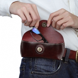Miesten Aito Nahka Retro Easy Carry Aurinkolasit Silmälasit Säilytyslaukku Vyölaukku