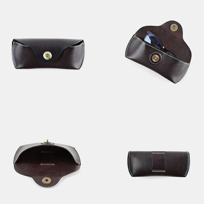 Miesten Aito Nahka Retro Easy Carry Aurinkolasit Silmälasit Säilytyslaukku Vyölaukku