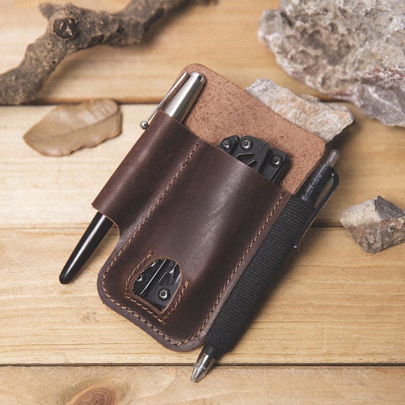 Miesten Aito Nahka Retro Mini Easy Carry Multitool Järjestäjä Vaihdelaukku Vyökassi Vyölaukku