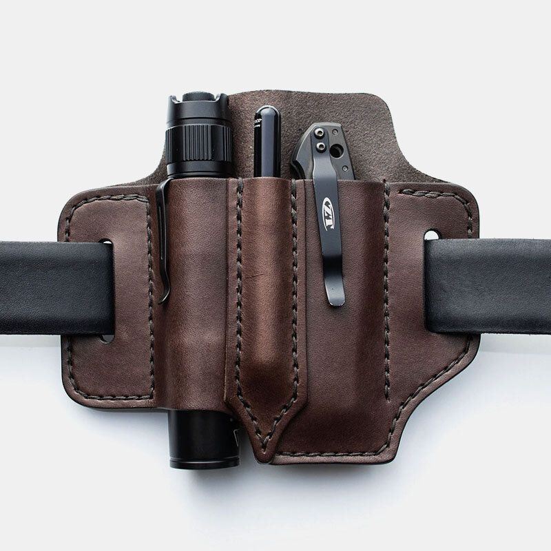 Miesten Aito Nahka Retro Mini Easy Carry Multitool Järjestäjä Vaihdelaukku Vyökassi Vyölaukku Vyölenkillä