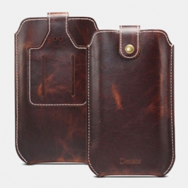 Miesten Aito Nahka Vintage Edc 6.5 Tuuman Puhelinlaukku Vyötärölaukku Lehmännahkainen Kantolaukku