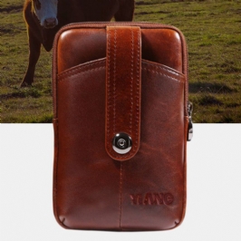 Miesten Aito Nahkainen Retro-monitoiminen 6 Tuuman Puhelinlaukku Crossbody Bag Vyötärölaukku