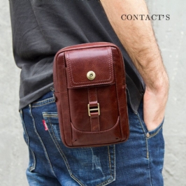 Miesten Aito Nahkainen Retromuoti 5.8 Tuuman Puhelinlaukku Multi-carry Crossbody-laukku Vyötärölaukku