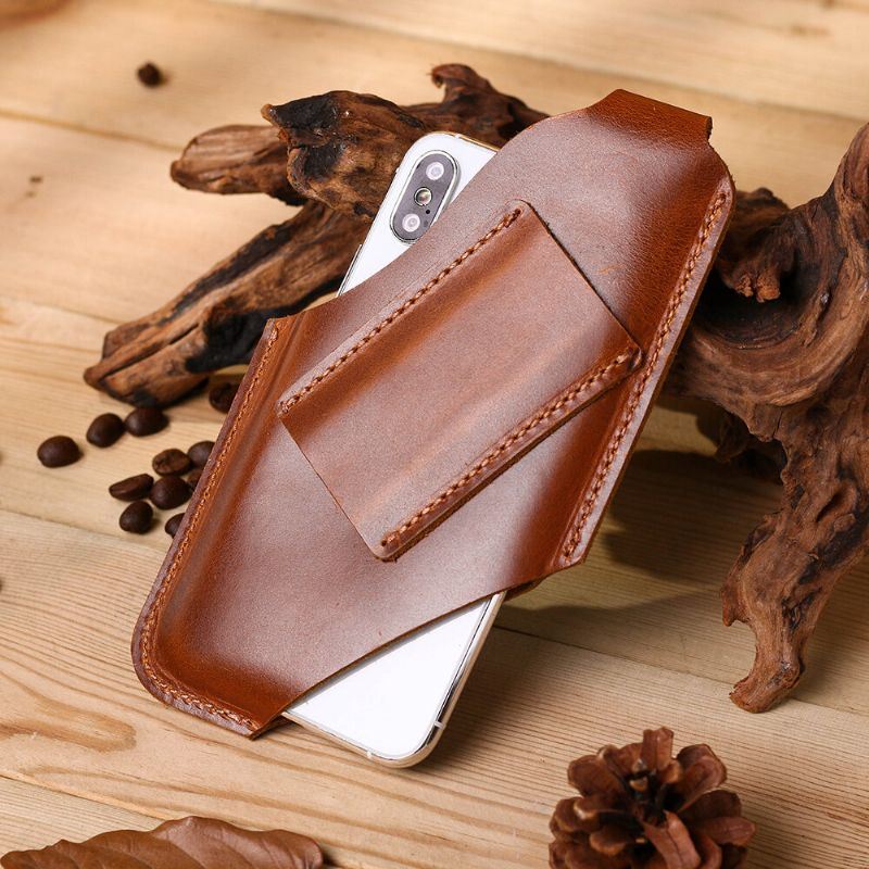 Miesten Aitoa Nahkaa 4.7-5.8 Tuuman Puhelinlaukku Vyötärölaukku Easy Carry Edc-laukku Ulkokäyttöön