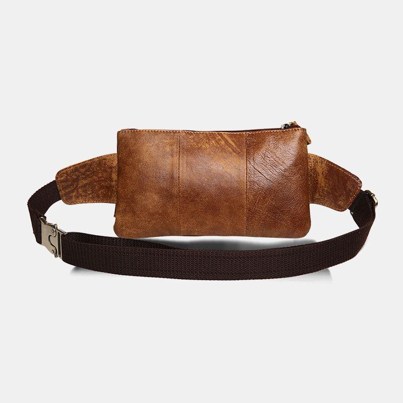Miesten Aitoa Nahkaa Business Outdoor Retro Multi-carry Nahkainen 6.3 Tuuman Puhelinlaukku Vyötärölaukku Rintalaukku