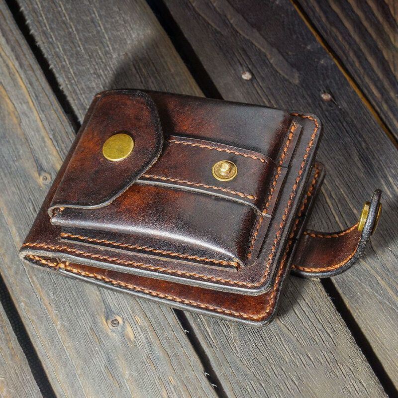 Miesten Aitoa Nahkaa Oleva Bifold Monikorttipaikkainen Korttikotelo Vintage Edc Kolikkolaukku Vyö Tuppi Lompakko Vyötärölaukku