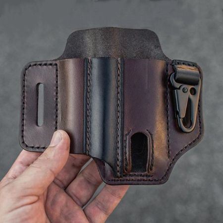 Miesten Aitoa Nahkaa Oleva Fanny Pack Monitoimityökalu Taskulampun Vyön Suojus Avaimenperällä