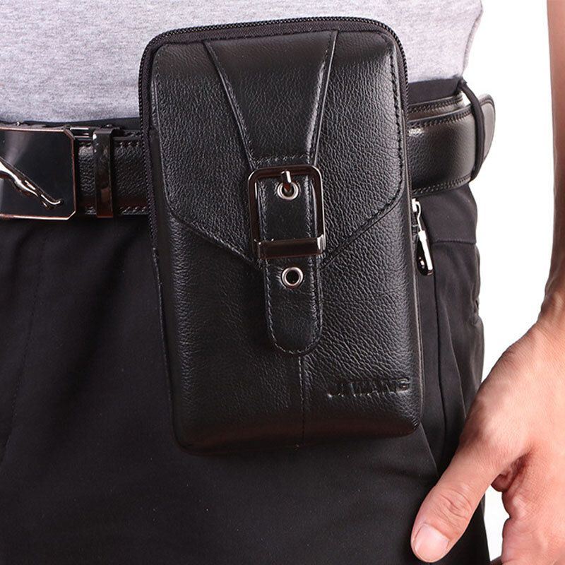 Miesten Aitoa Nahkaa Oleva Vyölaukku Crossbody Bag 6 Tuuman Puhelinlaukku Vyötärölaukku Vyölaukku