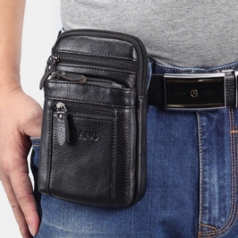 Miesten Aitoa Nahkaa Sisältävä Retro-monitoimivyölaukku Cross Body Bag Rento Isokokoinen Helposti Kannettava Vyölaukku
