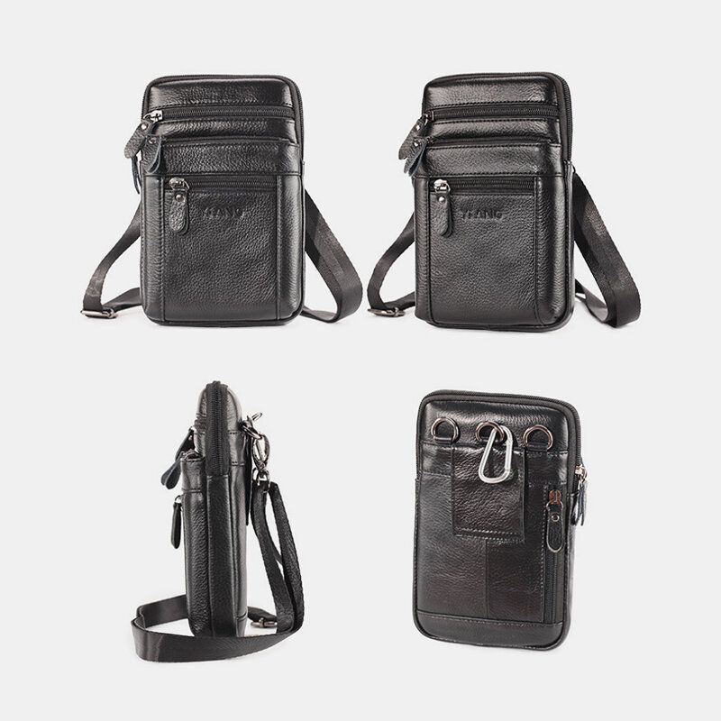 Miesten Aitoa Nahkaa Sisältävä Retro-monitoimivyölaukku Cross Body Bag Rento Isokokoinen Helposti Kannettava Vyölaukku