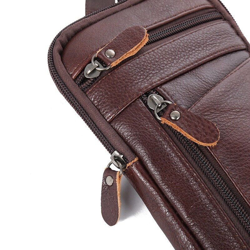 Miesten Aitoa Nahkaa Varkaudenesto 6.5 Tuuman Puhelinlaukku Crossbody Bag Vyötärölaukku Sling Bag