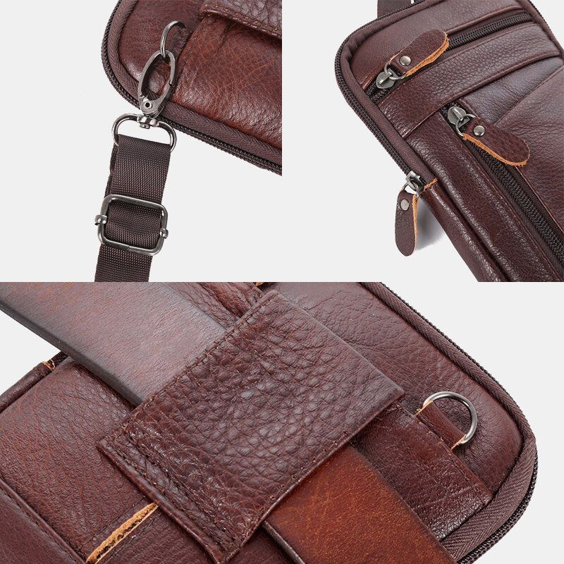 Miesten Aitoa Nahkaa Varkaudenesto 6.5 Tuuman Puhelinlaukku Crossbody Bag Vyötärölaukku Sling Bag