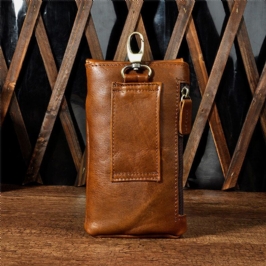 Miesten Edc Aito Nahka Vintage Outdoor 7 Tuuman Puhelin Kameralaukku Vyötärölaukku Lompakko Koukulla