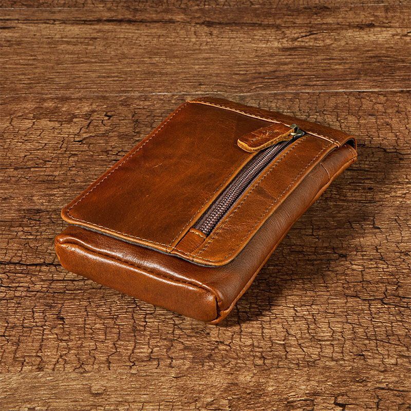 Miesten Edc Aito Nahka Vintage Outdoor 7 Tuuman Puhelin Kameralaukku Vyötärölaukku Lompakko Koukulla