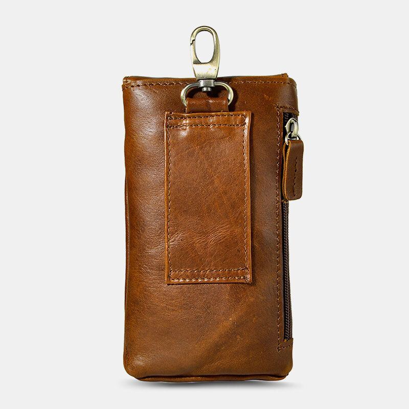 Miesten Edc Aito Nahka Vintage Outdoor 7 Tuuman Puhelin Kameralaukku Vyötärölaukku Lompakko Koukulla