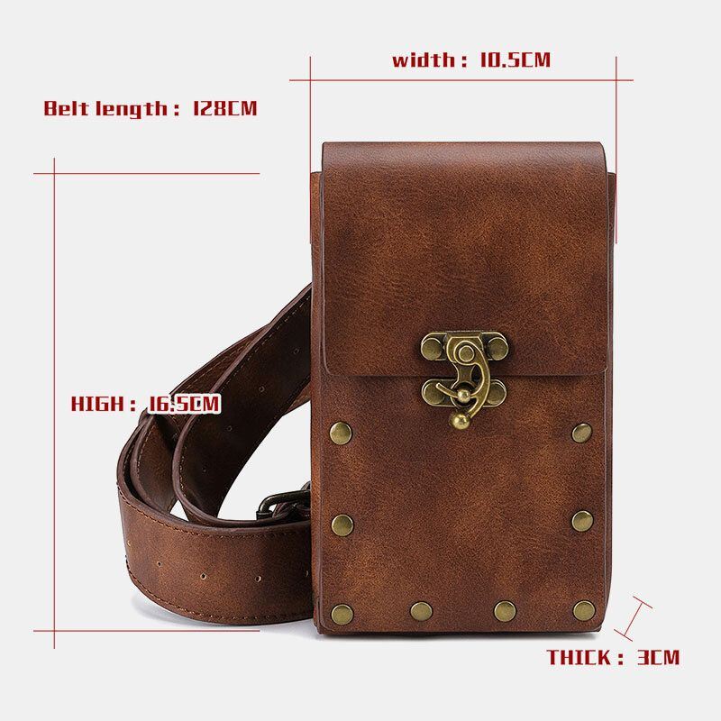 Miesten Keinonahka Steampunk Muoti Retro Sport 6.3 Tuuman Puhelinlaukku Vyötärölaukku