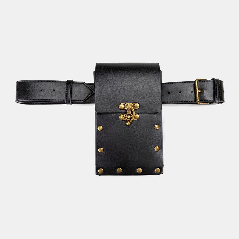 Miesten Keinonahka Steampunk Muoti Retro Sport 6.3 Tuuman Puhelinlaukku Vyötärölaukku