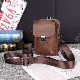 Miesten Keinonahkainen Mini Casual Multi-carry Vyötäröllä Riippuva 6.3 Tuuman Puhelinlaukku Olkalaukku Jossa Vyölenkki